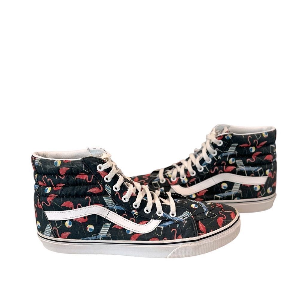 Vans Sk8-Hi Flamingo Print High Top Sneakers Casual Streetwear Skate Shoes Sz 12